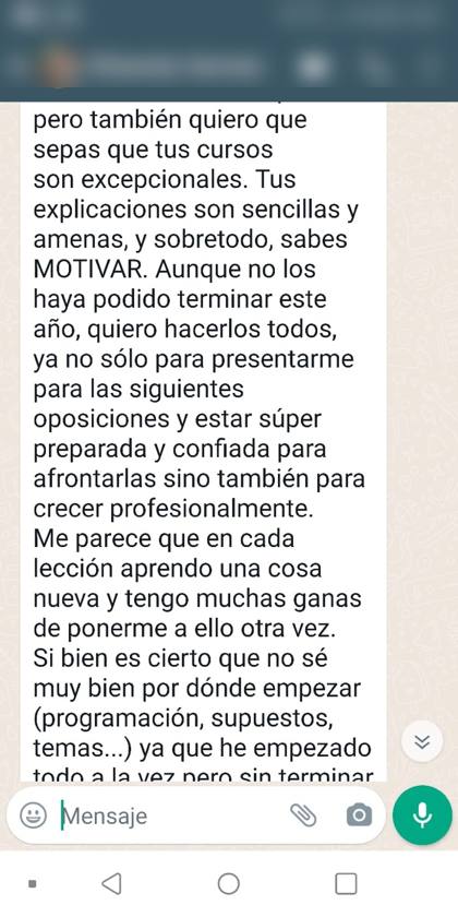 Opinión real de una alumna de Infantil sobre la formación de Elisabet Oposiciones
