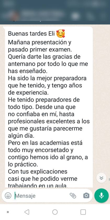 Opinión real de una alumna de Infantil sobre la formación de Elisabet Oposiciones